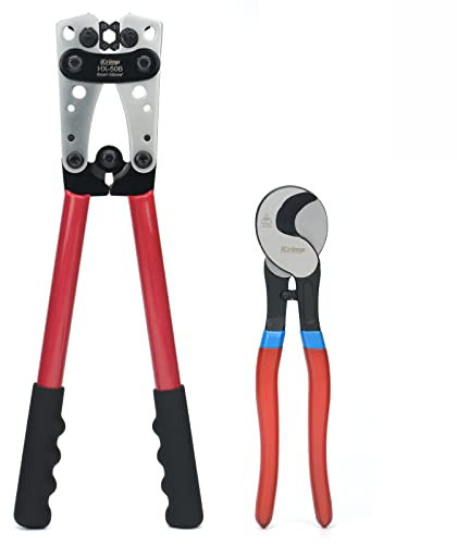 iCrimp Battery Cable Lug Crimping Tools, Durable Wire Cutter and Crimper Pliers, for 6-50mm² Heavy Duty Battery Wire Connections