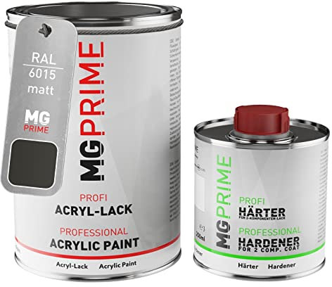 MG PRIME RAL 6015 Schwarzoliv/Black olive matt Acryl-Lack 1,5 Liter / 1500 ml Dose inkl. Härter