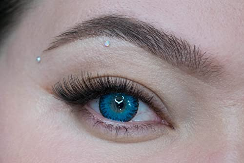 MYSALENS® Lentilles De Contact De Couleur Brillant Bleu 3 Ton Kit De Rangement Boitier Pince applicateur Offert 12 Mois sans correction