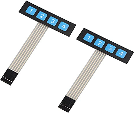 HALJIA 2PCS Tastierino Numerico a Membrana, 4 Tasti, Matrice 1 x 4 Super Sottile per Arduino