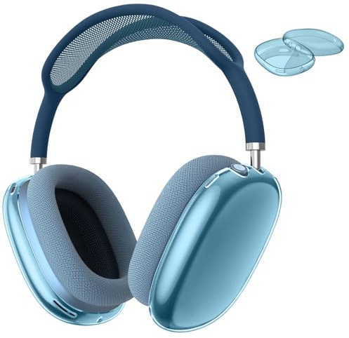 Fintie Hülle Kompatibel mit AirPods Max 2 (2026)/ AirPods Max 1 (2024/2020) Kabellose Kopfhörer, weiche TPU Klar Anti-Scratch Schutzhülle, Klares Blau | Weiche TPU-Schutzhülle, kratzfest, transparent, Zubehör, Hautschutz, Reisen, täglicher Gebrauch, Blau