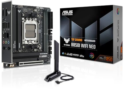 ASUS TUF GAMING B850I WIFI NEO, Scheda Madre AMD Mini-ITX, Slot DDR5, Nera | 2 Slot M.2, Wi-Fi 6E, Realtek 2.5Gb, DisplayPort, HDMI, USB-C Posteriore da 20Gbps e anteriore da 10Gbps, Aura Sync