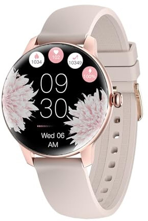 LUNIQUESHOP LSFIT Smartwatch rosa, Orologio fitness da donna con saturimetro (SpO2)/frequenza cardiaca/monitor della pressione, sonno, controllo della musica, Calorie, Android iOS