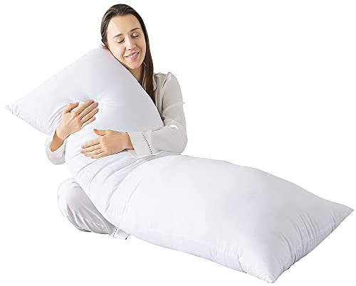 Adam Home Premium Hollowfiber Filled Bolster Pillow (Small Double 4FT) Full Body Orthopedic Long Pillow for Side Sleeper, Back, Neck, Maternity Support Pregnancy Pillow