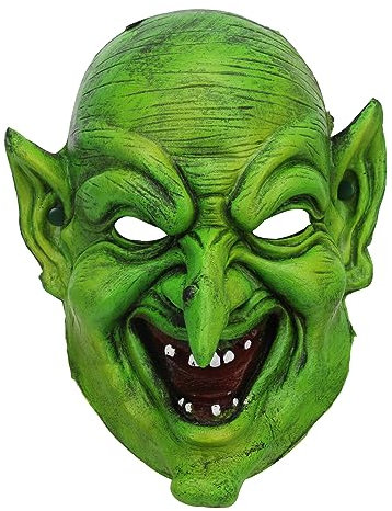 Halloween Grüne Hexe Vollmaske Karneval Osterfest Party Maske Grüne Gruselige Hexe Maske Grüne Kobold Zauberer Maske Halloween Horror Cosplay Party Kostüm Frauen Mädchen Kostüm Themenpartys Requisiten