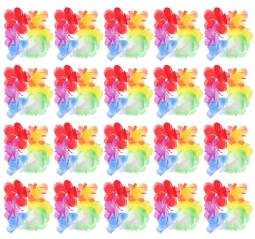 HOMSFOU 10 Paar Hawaii Armbänder Elastisch Handgemacht Hula Blumen Wrist Bands Für Luau Party Dekorationen Sommer Festival Accessoires
