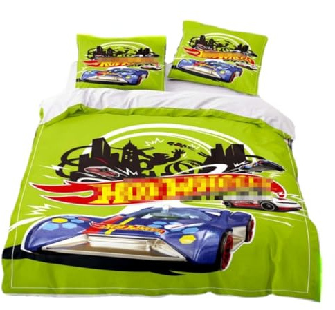 Cartoon Auto Bettwäsche Set Für Kinder Jungen, Wheels Auto Bettbezüge 140x 200 Mit Kissenbezüge 80x80 cm, Kinderbettwäsche (A2,135x200 cm + 80x80 cm)