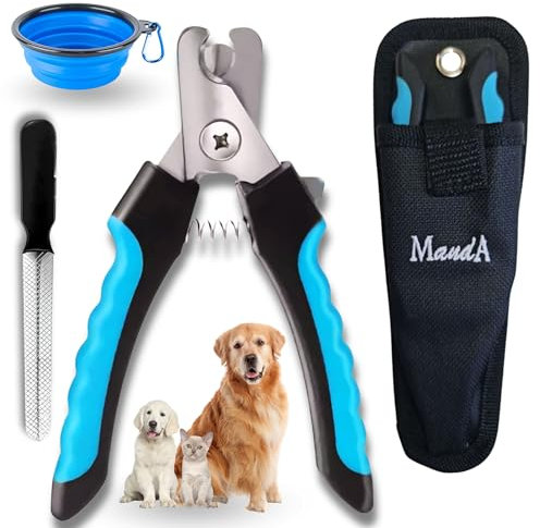 MandA® COUPE ONGLES chien et chat avec ÉTUI + Lime. Coupe griffes Chien - Ciseaux pour chiens et chats - Accessoire chien - toilettage du chien. Coupe griffes chien gros chien. Grand 16,5cm