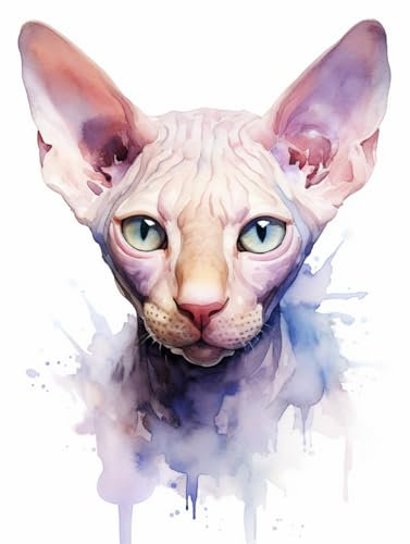 AMBATTERY Knüpfkissen Haarlose Katze Tier Knüpfset Zum Selbermachen, Selbst Knüpfset Für Anfänger Und Erwachsene, Ineinandergreifender Hakenteppich 31x45in