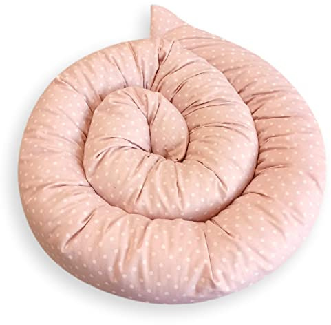 Bebeloo Dragluftstopp, tryckstopp, vindstopp för dörrar och fönster, drag för dörrorm, dörrrulle, bomullstyg (rosa prickar, 150 cm)