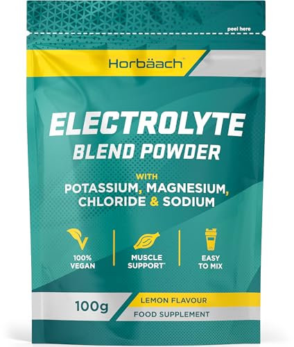 Electrolytes Powder | Keto & Fasting Electrolytes Drink | Lemon Flavoured Supplement with Potassium, Magnesium, Chloride & Sodium | Vegan | 100g | by Horbaach