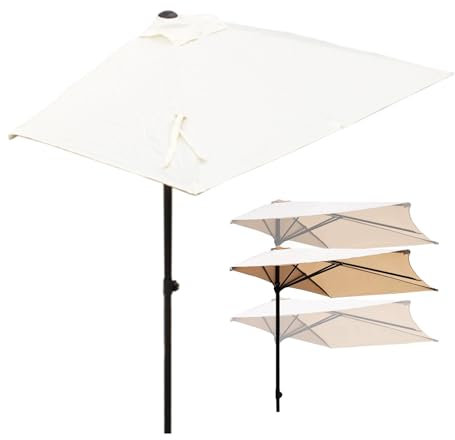 Sonnenschirm Halb, Sonnenschirm, Sonnenschirm Balkon für Den Außenbereich, Für Terrasse, Balkon, Garten, Deck (Color : White)