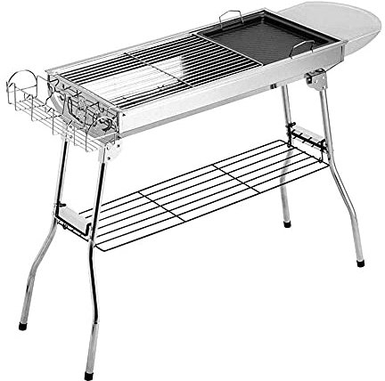 Barbacoa portátil para campamento, barbacoa de carbón de acero inoxidable, plancha plegable para barbacoa al aire libre, aparato de cocina adecuado para villas, césped, tejados