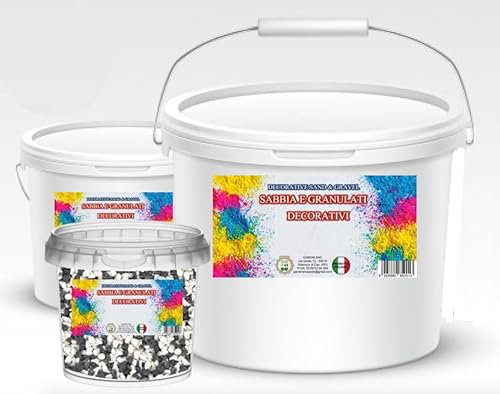 Sassi Decorativi per Vasi 0,8-1,2 cm Ciottoli per Giardino Assortiti – Granulato di Marmo per Piante, Paesaggistica, Casa e Giardini - Pietre Acquario (BIANCO-NERO, 1 Kg)