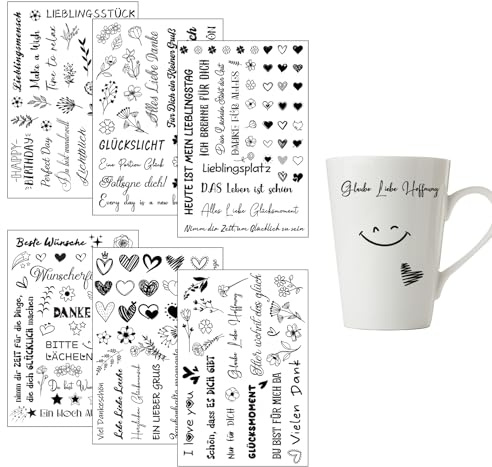 Rub on Sticker, 6 hojas de Rub on Folie, pegatinas de transferencia para muebles, vidrio, madera, velas, scrapbooking, álbum de fotos, decoración de bricolaje (diario, negro)