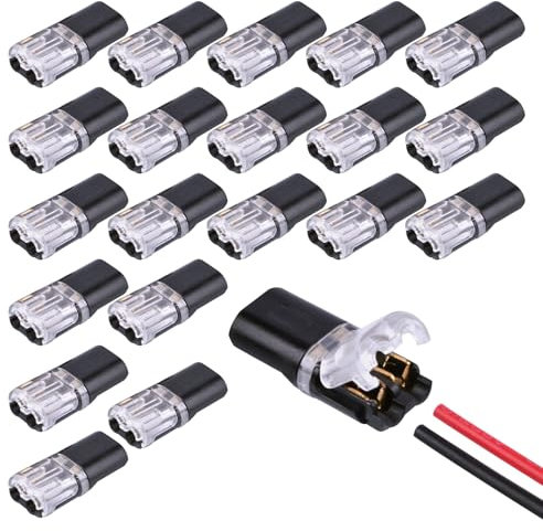 20PCS 2Pin Wire Connectors,Quick Dual Wire Connectors Push Fit,2 Pin Peel-Free Push-Type Design Electrical Wire Connectors,Quick Electrical Connectors,2 Pin Connector Wire Crimp Terminal for Led Etc