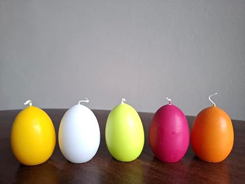 Eikerzen Formkerze Kerzen Ostereier 5er Set in bunten Farben Osterdeko Osterkerze orange, blau, grün, gelb, pink