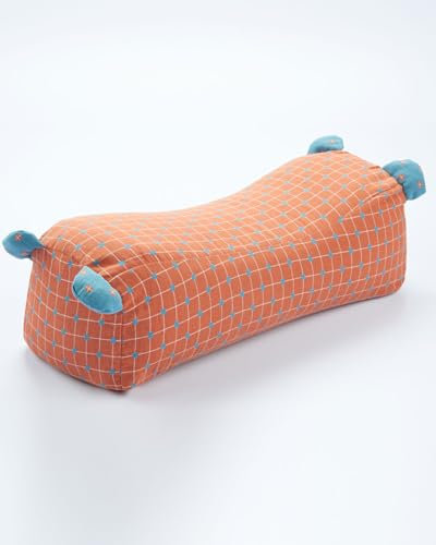 EDMILE Buckwheat Hull Pillow, Firm Buckwheat Roll Pillow Neck Spine Support, Customizable Thickness Firmness, Cooling Buckwheat Hulls Pillow, As a Lumbar Support for Bed, Orange Red 16x6