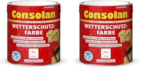 Consolan Wetterschutzfarbe weiß 2,5L (Packung mit 2)