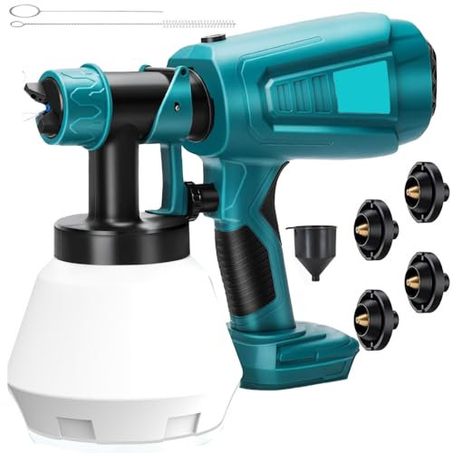 Kabelloser Farbsprühsystem Kompatibel mit Makita 18V Akkus (ohne Akku), Farbsprüher für Zäune und Terrassendielen, Sprühpistole, Handfarbsprüher für Zuhause DIY Malerei, 3 Sprühmuster & 1000mL Tank