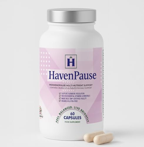 Perimenopause Supplement by Harmony Haven – Hormone Balance Support for Women – 60 Capsules – with Vitamins C, D3, B6, B12, Magnesium, Zinc, Wild Yam, Maca, Ashwagandha – Vegan, Gluten-Free, Non-GMO