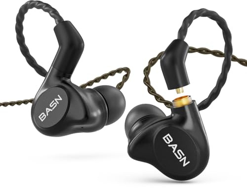BASN Metalen 4 Drivers in-Ear Monitor Headphones for Musicians (Black) | Noise Isolating 2 BA and 2 Dynamic Drivers Wired In Ear Earphones with Deep Bass, Fit for Musicians Singers Drummers Bassists