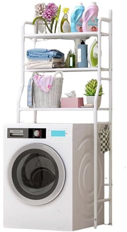 YASTA Mobile Bagno Scaffale Lavatrice Salvaspazio 152x68x25 Mobile Lavanderia 3 Ripiani Mobiletto Porta Detersivi Salvaspazio Bianco Organizer