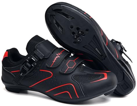 Cykelskor herr dam vägcykelskor inomhus utomhus ridskor snurra cykel sneaker unisex halkskydd andningsbara vägcykelskor för inomhus utomhus, Röd, 35.5 EU