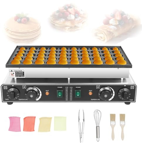 TONFEION Mini Pancake Maker Electric, 1700W 50 Holes Commercial Waffle Maker, 50°C - 300°C Temperature Control 0-5 Minutes Time Setting Small Waffle Machine, for Restaurants Bakeries