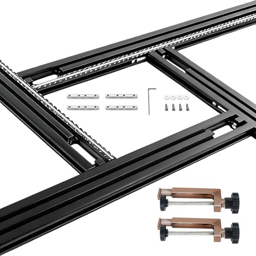 Verstellbare Frässchablone, 800 x 800 mm, Fräsvorrichtung & Router Jig für Oberfräse, Holz-Fräshilfe zum Erstellen von Quadratischen und Rechteckigen Schlitzen (Mit 2 Metall G-Clips)