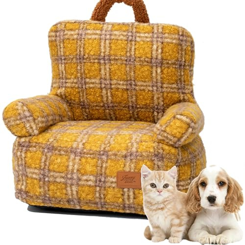 LANDCROOSSERS Haustiersofa, offenes Katzenbett, Katzenbett mit Hahnentrittmuster, Hundebett, Kombibett für Hunde und Katzen, geeignet für Katzen und Hunde, 50 × 25 × 20cm