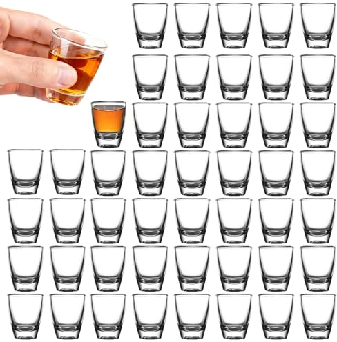 ARCPNRT 48 Stück Schnapsgläser Glas, 30 ml Dickem Boden Shotgläser aus Glas, Kleines Schnapsglas, Direkter Trinkbecher, Eierförmiges Weinglas, Spülmaschinenfest, für Party, Club, Bar, Trinken