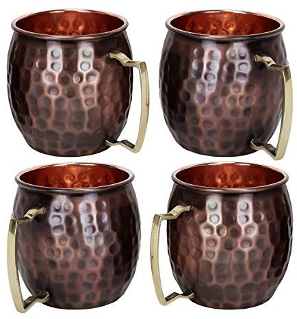 Zap Impex - Juego de 4 tazas para mula mosqueada de cobre antiguo de Moscú