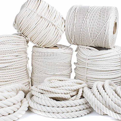 GOLBERG G Corde torsadée en Coton 100% Naturel - Corde en Coton Blanc - (1/2 Pouce x 10 Pieds)