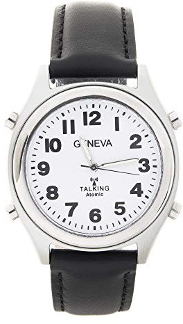 Charles Raymond Atomic Talking Watch - Unisex Watch w/Alarm Speaks Time, Day, & Date - Great for The Blind, Elderly or Visually Impaired - 8421 (Black)