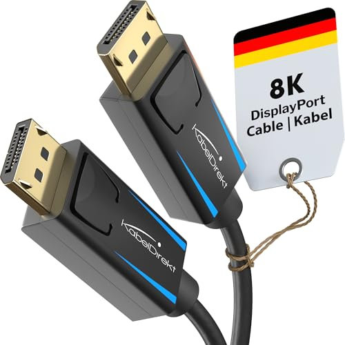 KabelDirekt – 4K & 8K DisplayPort Kabel, 240Hz – 1m – erhältlich in 1m bis 5m – DP Kabel für alle DisplayPort-Anschlüsse (DisplayPort 1.4, erreicht 8K@60Hz an PCs, Laptops, Gaming-Monitoren)