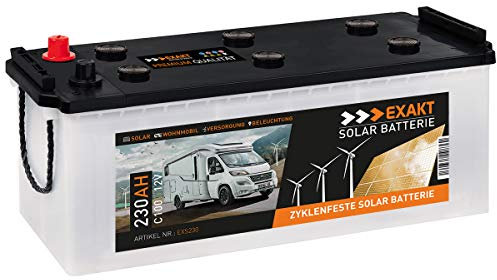 EXAKT Solarbatterie 230Ah 12V Wohnmobil Antrieb Versorgung Boot Mover Photovoltaik Windkraft Batterie (230AH)