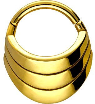 PIERCINGLINE Chirurgenstahl Segmentring Clicker Ethnodesign Piercing Ring Ohr Helix Nase Septum Goldfarben