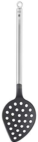 RÖSLE Basic Line Schaumlöffel, mit Rundgriff und Aufhängeöse, Edelstahl 18/10, PPA, spülmaschinengeeignet, Silberfarben / Schwarz
