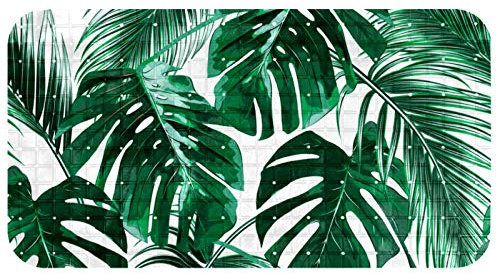 Badewannenmatte PVC Ungiftig Grüne tropische Blätter Badewanneneinlage 14.7x26.9 inch rutschfest für Kinder und Baby Duschmatte Antirutschmatte 37.5x68.5 cm