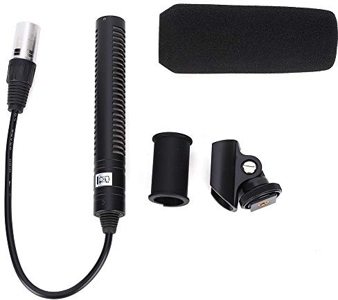 Microphone de caméra, matériau métallique, enregistrement anti-interférence, micro d'enregistrement, micro avec interface XLR 3 broches, haute sensibilité, pour enregistrement vidéo(black)