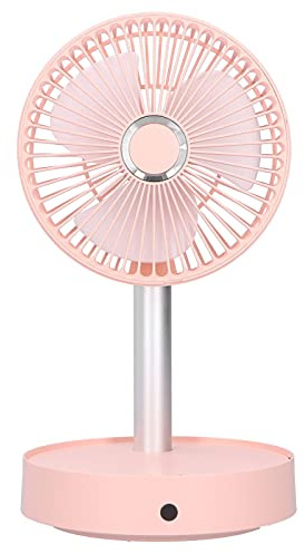 Alvinlite Mini ventilateur sur pied à tête secouée, ventilateur électrique télescopique pliable portable pour bureau, maison, voyage en plein air, camping, type rose