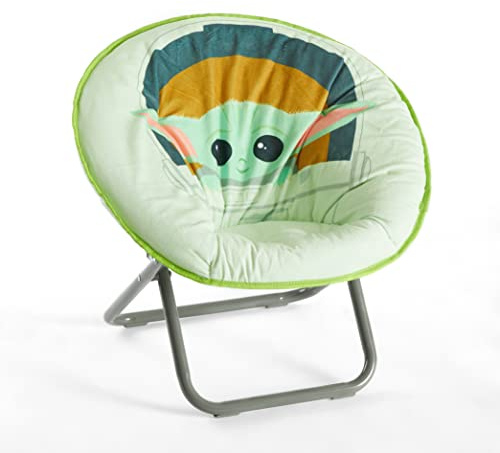 Idea Nuova Disney Star Wars The Mandalorian, Grogu aka The Child Toddler 19” Folding Saucer Chair with Cushion, Polyester, Ages 3+