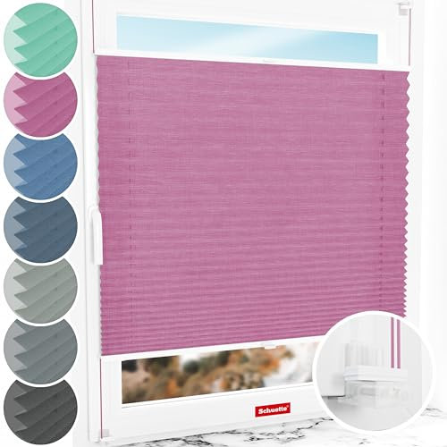 Schuette® Plissee ohne Bohren ● Melange Kollektion: Magic Pink (Rosa) ● 90x100cm (Breite x Höhe) ● Suprafix Faltrollo Klemmfix 2.0 Rollo ● 60 Sekunden Plisseerollo Montage inkl. Video