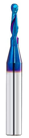 CNC Router bits Carbide Ball Nose End Mill with Nano Blue Coating 1/4inch Shank 1/8inch Cutting Dia for Side Milling End Milling, Finish Machining (1/8x1/4x2)