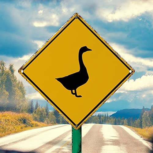 WoGuangis Metallschild mit Aufschrift Caution Goose Xing, Vintage-Stil, Bauernhaus-Schilder, Warnschild, Goose Crossing, Männer, Höhlenschilder, 25,4 x 25,4 cm, Tierliebhaber, Geschenkschild für