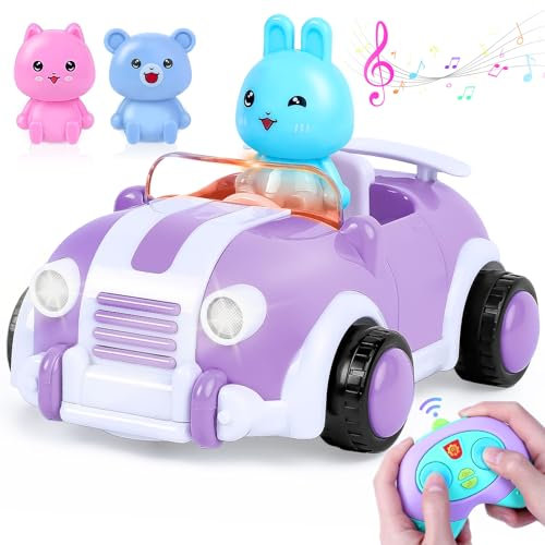 Yellcetoy Ferngesteuertes Auto Spielzeug ab 2 3 Jahre Mädchen，2,4Ghz Spielzeugauto mit Lichtern und Musik Geburtstag und Weihnachten Geschenke für Kinder Jungen Mädchen 2 3 4 5+ Violett