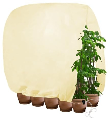 Lohofrnny Winterschutz für Pflanzen, 160 x 180cm Atmungsaktiv 80g/m² Frostschutz Pflanzenabdeckungen mit Reißverschluss & Zugband, Reißfest Wiederverwendbar, Winterschutz für Olivenbaum Palmen