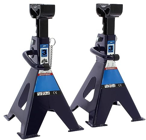 S SUMEX Cavalletto per auto e altri veicoli da 3 tonnellate 3000 kg rinforzato, con perno di sicurezza e omologato, 2 unità.