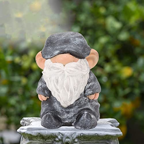 OUKENS Nain De Jardin, Structure en Résine, Fond Stable, Figurine De Style Rétro pour Décorations De Porche, Décorations De Noël, Cadeaux pour Extérieur, Terrasse, Pelouse(Noir)